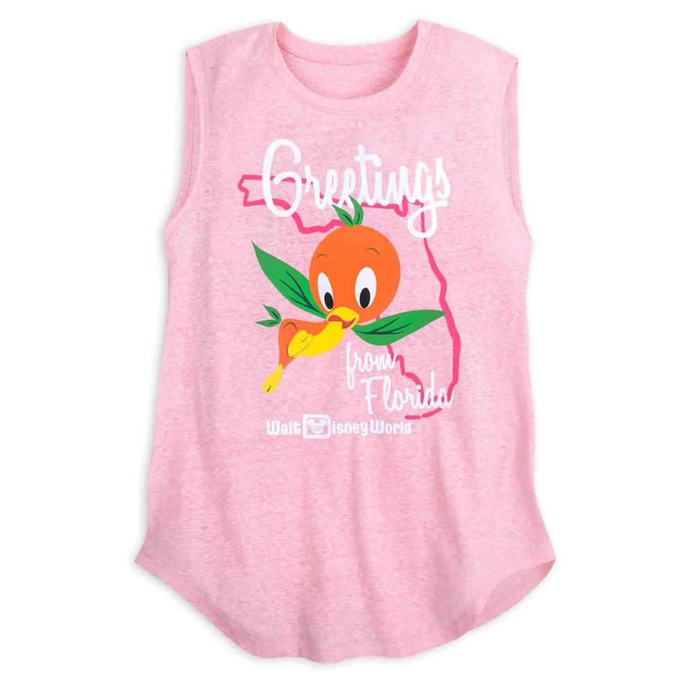Walt Disney World Women’s Orange Bird “Greetings from Florida” Pink Tank M